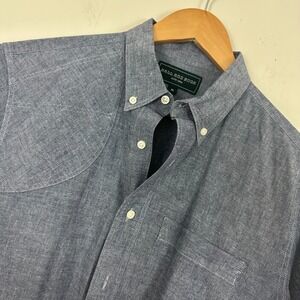 Ball And Buck Shirt Blue Chambray Cotton Short Sleeve Pocket Button Down Mens M